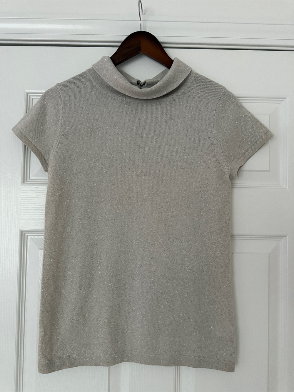Lily Pulitzer wool cashmere gray metallic sweater sort sleeves sz Small
